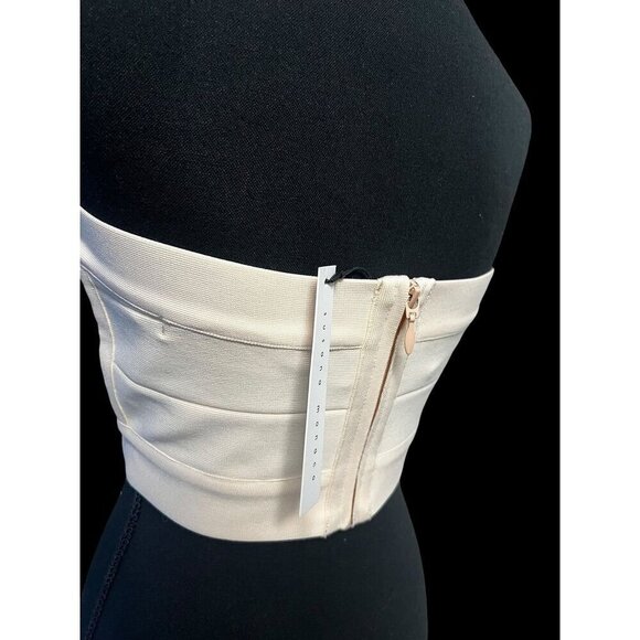 Susana Monaco Womens Beige Strapless Tube top, Zip-Back Crop Top, SM - Picture 7 of 13